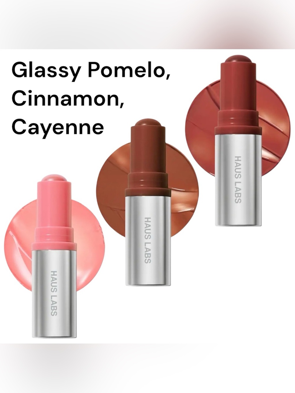 HAUS LABS Glassy Blush Balms - Pomelo, Cinnamon, Cayenne